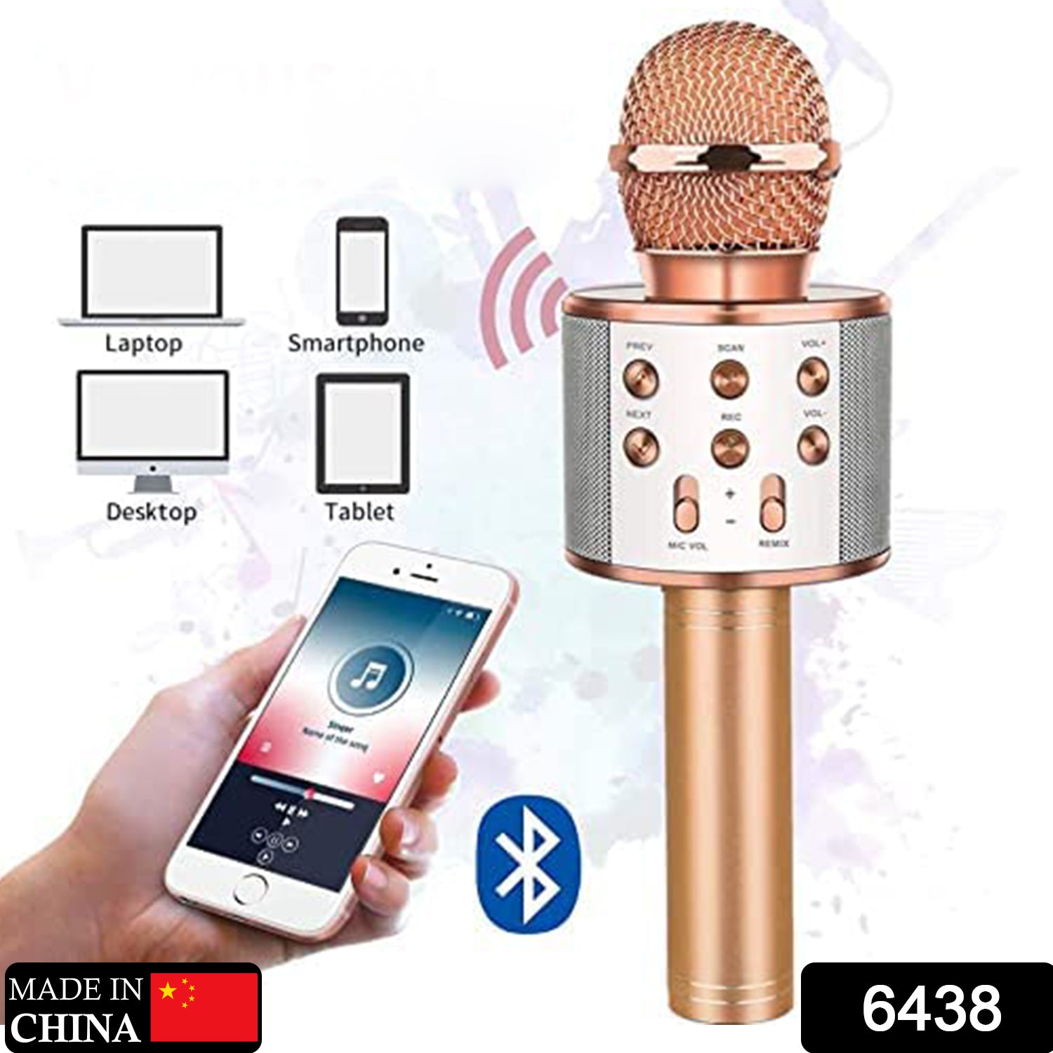 6438 Wireless Bluetooth Recording Condenser Handheld Microphone Bluetooth Speaker Audio Recording Karaoke with Mic (Multicolor 1 Pc) DeoDap 6438 Wireless Bluetooth Recording Condenser Handheld Microphone Bluetooth Speaker Audio Recording Karaoke with Mic (Multicolor 1 Pc) DeoDap